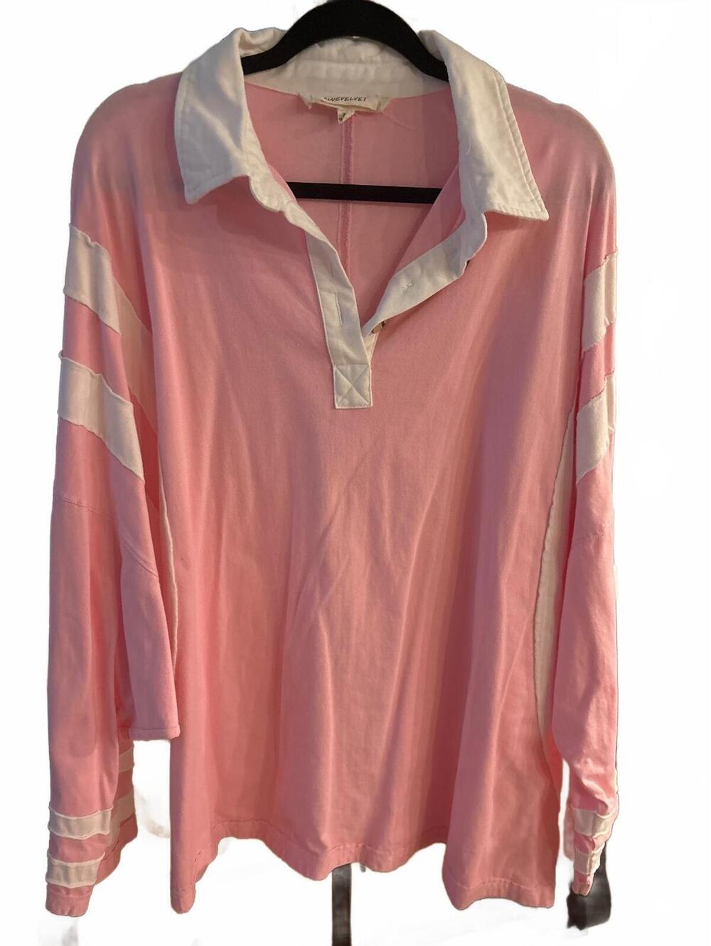 A195 NWOT Blue Velvet Long Sleeve Shirt, Size XL